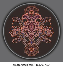 Elegant beautiful retro roll grass paisley pattern