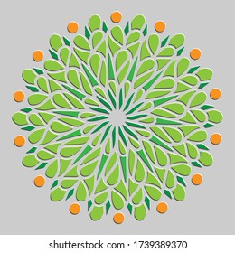 Elegant and beautiful vector mandala. 3D cutout effect. Interesting lines.
