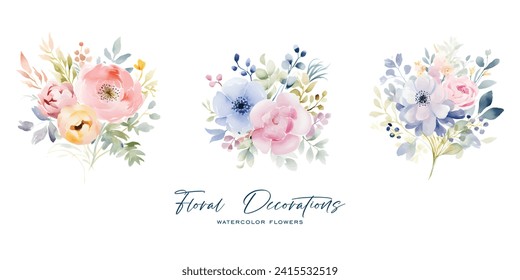 An elegant and beautiful watercolor flower is very suitable for wedding decoration purposes or as a wedding invitation element