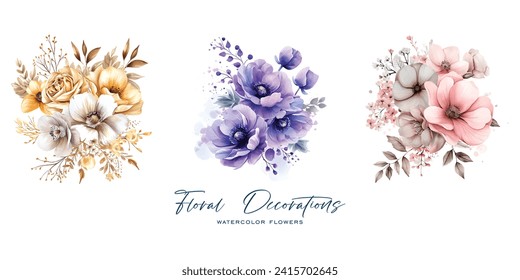 An elegant and beautiful watercolor flower is very suitable for wedding decoration purposes or as a wedding invitation element