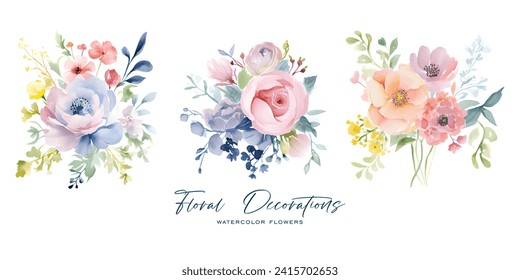 An elegant and beautiful watercolor flower is very suitable for wedding decoration purposes or as a wedding invitation element