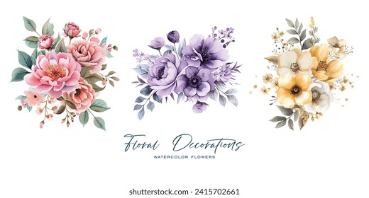 An elegant and beautiful watercolor flower is very suitable for wedding decoration purposes or as a wedding invitation element