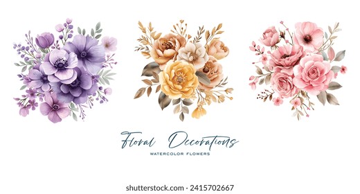 An elegant and beautiful watercolor flower is very suitable for wedding decoration purposes or as a wedding invitation element