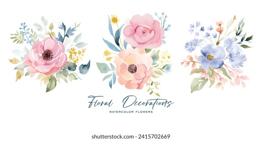 An elegant and beautiful watercolor flower is very suitable for wedding decoration purposes or as a wedding invitation element