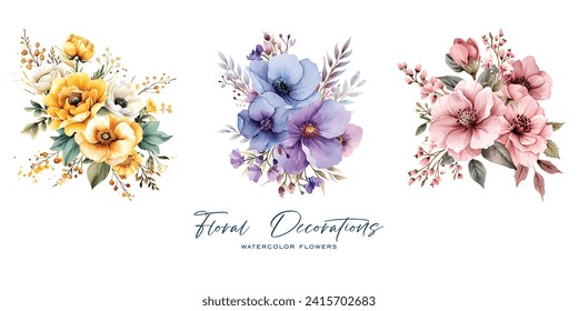 An elegant and beautiful watercolor flower is very suitable for wedding decoration purposes or as a wedding invitation element