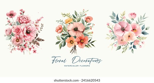 An elegant and beautiful watercolor flower is very suitable for wedding decoration purposes or as a wedding invitation element