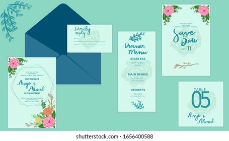 Elegante y hermoso conjunto de bodas 