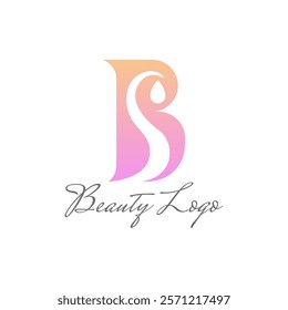 Elegant beauty clinic logo with a gradient Letter B design in pink and orange, paired with stylish script text. Perfect for branding skincare, wellness, or beauty-related businesses and products.