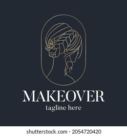 Elegant beauty hair salon women logo lineart templates