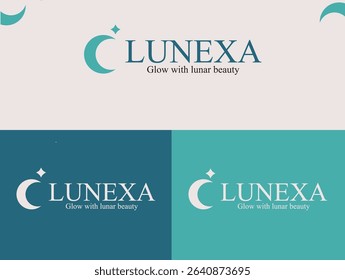 Elegant Beauty Logo with Moon Symbol and Luxury Style, A luxurious and modern beauty logo featuring a crescent moon with a glowing star accent.