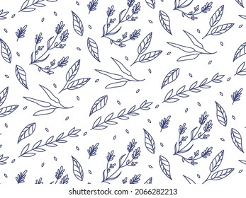elegant and beauty outline seamless floral flower and branch pattern