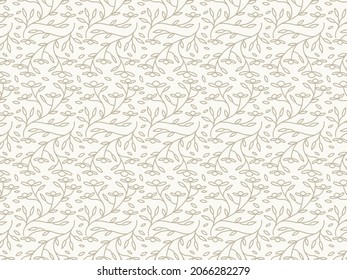 elegant and beauty outline seamless floral flower and branch pattern