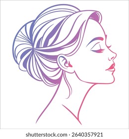 Elegant Beauty Salon Logo, Minimalist Line Art of a Woman's Face