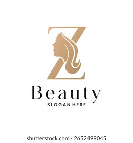 Elegant beauty salon logo with a woman's face silhouette and letter Z