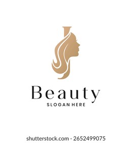 Elegant beauty salon logo with a woman's face silhouette and letter J