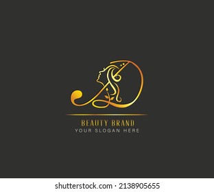 elegant beauty and spa treatment letter D logo. letter D luxury beauty face logo. logo template for beaauty spa and treatment