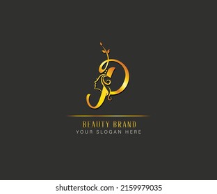 elegant beauty and spa treatment letter P logo. letter P luxury beauty face logo. logo template for beaauty spa and treatment