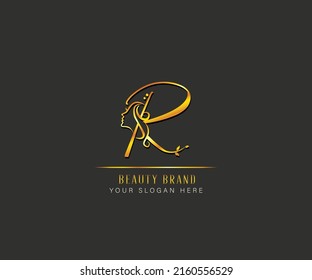 elegant beauty and spa treatment letter R logo. letter R luxury beauty face logo. logo template for beaauty spa and treatment