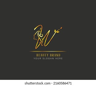 elegant beauty and spa treatment letter W logo. letter W luxury beauty face logo. logo template for beaauty spa and treatment