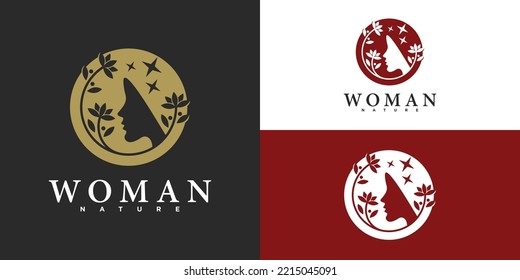 Elegante mujer de belleza cara colección de diseño de logo para salón de belleza Premium Vektor