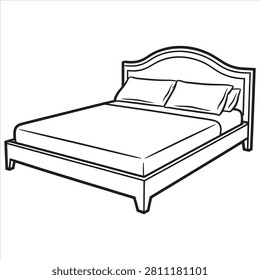 Elegant bed with curved headboard and pillows