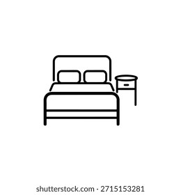 Elegante quarto interior com uma cama e uma ilustração Nightstand