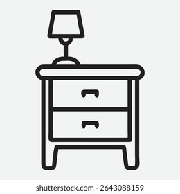 Elegant Bedside Table Icon in Clean Minimalist Line Art Style