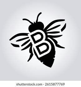 Elegant Bee Logo Design – Black Minimal Vector Insect Icon, Ideal for Boutique Brands, Craft Labels and Eco-Friendly Companies