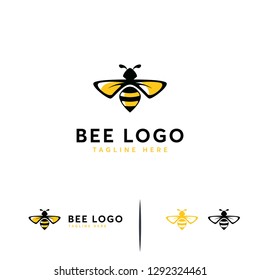 Elegant Bee logo designs concept vector, Wasp logo symbol concept