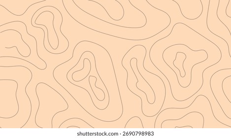 El elegante fondo beige muestra líneas marrones serpenteantes y continuas que forman Formas orgánicas, creando un efecto minimalista de mapa topográfico con curvas y contornos suaves y fluidos