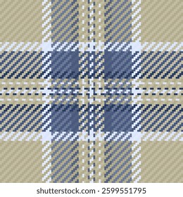 Elegant beige and blue plaid pattern.  Perfect for textile design, fashion, home decor, or website backgrounds. This seamless texture evokes a sense of classic style and sophistication.
