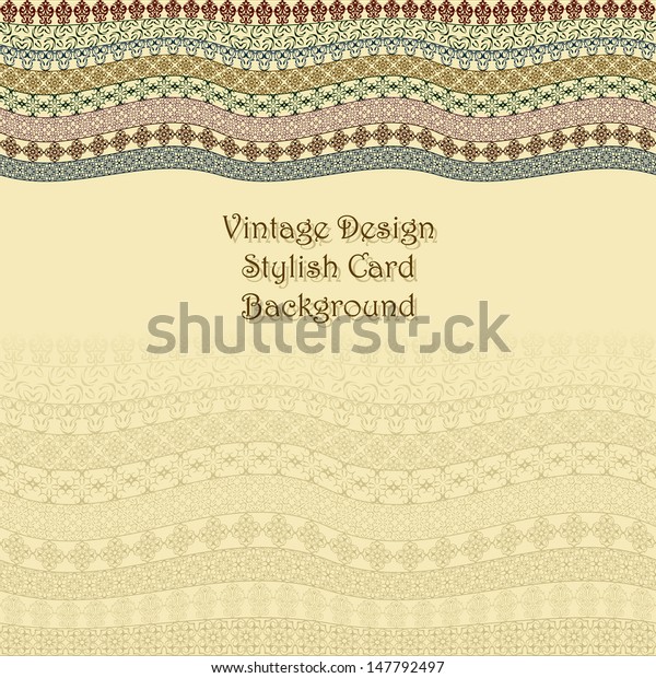 Elegant beige\
card with vintage border. Retro\
style