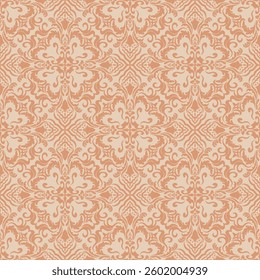 Elegant Beige Damask Seamless Pattern for Sophisticated Decorative and Design Projects. Vector illustration.