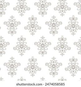 Elegant Beige Floral Damask Pattern