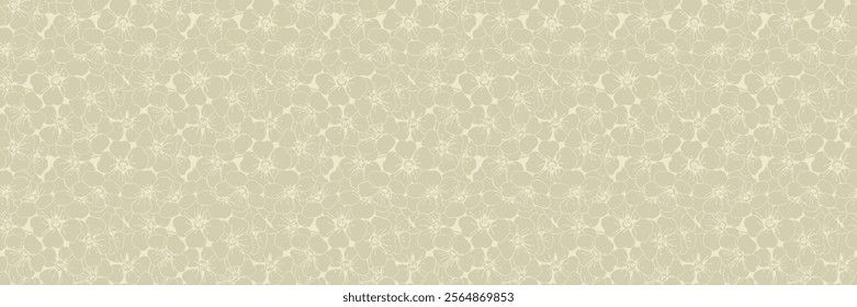 Elegant beige floral pattern.  Subtle line art blooms create a delicate, repeating texture perfect for website backgrounds, stationery, or textile designs.