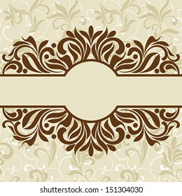 Elegant beige Invitation card in retro style