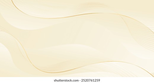 Elegant beige luxury background. Abstract wave dynamic wallpaper with gold lines. Template banner background for beauty products, sales, ads, events, web, and pages