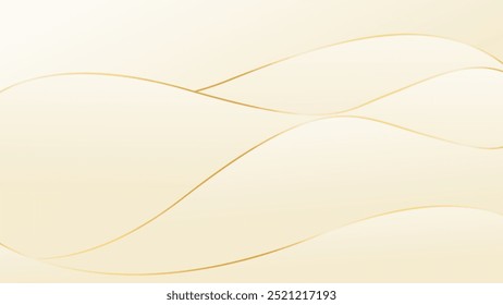 Elegant beige luxury background. Abstract wave dynamic wallpaper with gold lines. Template banner background for beauty products, sales, ads, events, web, and pages