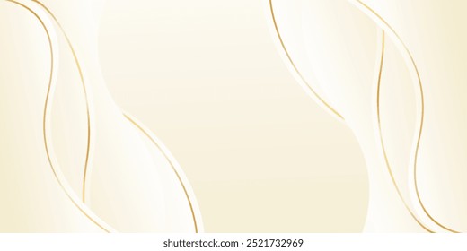 Elegant beige luxury background. Abstract wave dynamic wallpaper with gold lines. Template banner background for beauty products, sales, ads, events, web, and pages