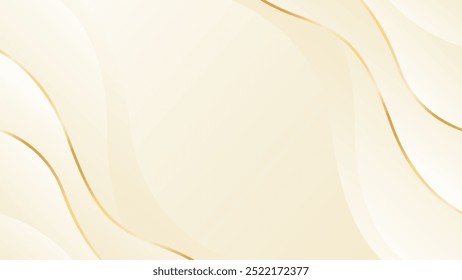 Elegant beige luxury background. Abstract wave dynamic wallpaper with gold lines. Template banner background for beauty products, sales, ads, events, web, and pages