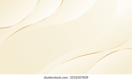 Elegant beige luxury background. Abstract wave dynamic wallpaper with gold lines. Template banner background for beauty products, sales, ads, events, web, and pages