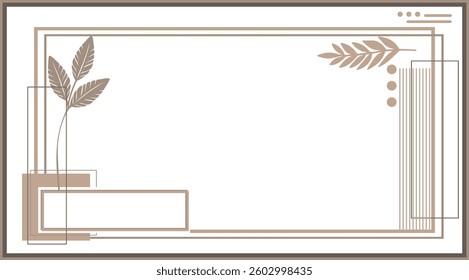 Elegant beige Mocha Mousse background with minimalist design, thin lines and floral elements. Ideal for presentations, invitations or branding.