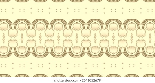 Elegant beige seamless pattern with soft floral and ornamental symmetry, great for vintage designs or backgrounds.