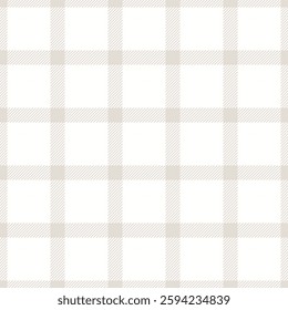 Elegant beige and white plaid pattern, perfect for textile design, website backgrounds, or stationery.  Subtle texture adds sophistication and versatility. Ideal for minimalist or rustic aesthetics.