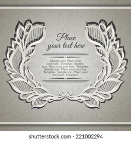 Elegant beije wreath frame with lace floral leaves