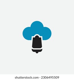 elegant bells cloud logo icon. graphic design vector illustration in flat art style.