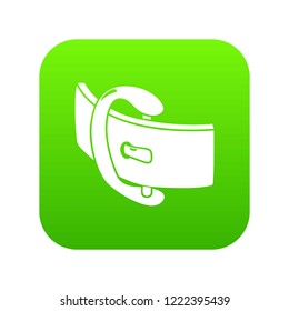 Elegant belt buckle icon green vector isolated on white background