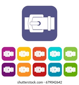 Elegant belt icons set vector illustration in flat style In colors red, blue, green and other