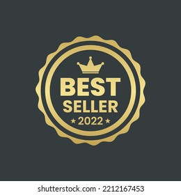 Elegant Best Seller 2022 Logo Vector Or Exclusive Best Seller 2022 Label. Preferred Designs For Best Selling Labels On Products. As A Logo For Best Selling With Gold Color Design.