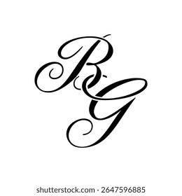 Elegant BG Monogram Logo in Black Script – Luxury Calligraphy Initial Design on White Background